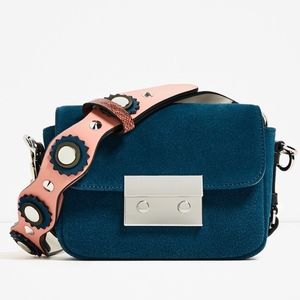 Zara Real Leather Double Strap Mini Crossbody Bag